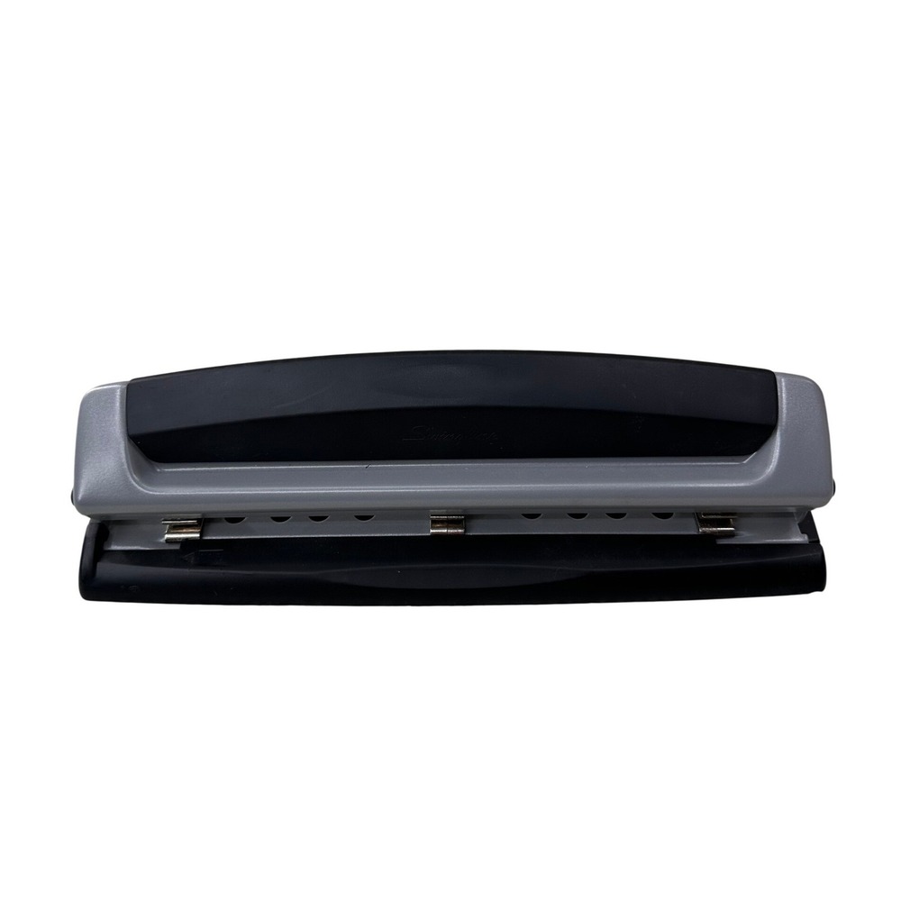 Swingline 3 Hole Punch Desktop Paper Puncher Black Silver Office School Supplies
